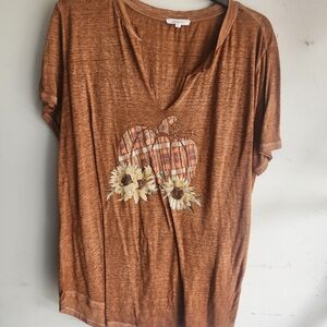 Maurices Size Xl Women's Fall Pumpkin Graphic Top - Orange